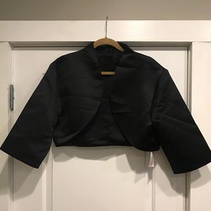 Etsy Black Satin Shrug, size XL
